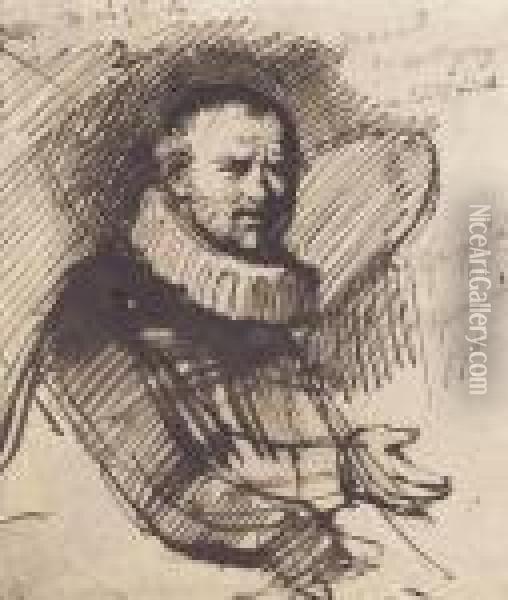 Portrait Of A Man Indistinctly Oil Painting - Rembrandt Van Rijn