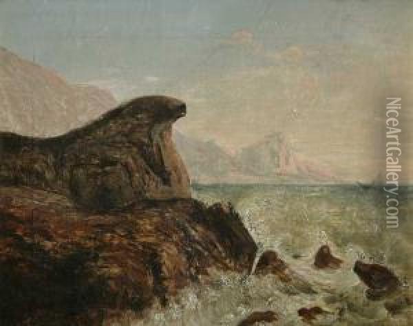 Romantische Felsige Kustenlandschaft Oil Painting - Carl Gustav Carus