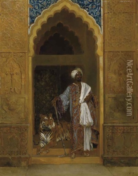 Sultan Et Son Tigre Oil Painting - Rudolf Ernst