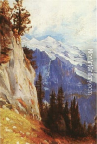 California Snow Covered Peak Oil Painting - Hamilton Hamilton