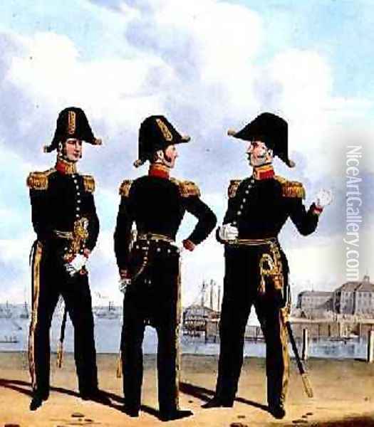 Master of the Fleet and Physicians plate 13 from Costume of the Royal Navy and Marines Oil Painting - L. and Eschauzier, St. Mansion