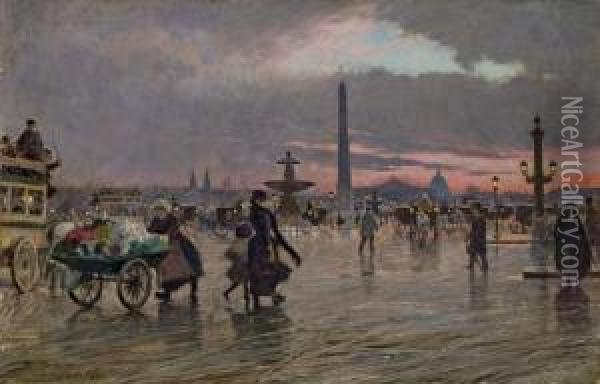 La Place De La Concorde Oil Painting - Paul-Gustave Fischer