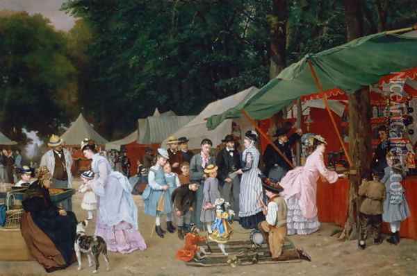 At The Fair,1877 Oil Painting - Camille-Leopold Cabaillot-Lasalle