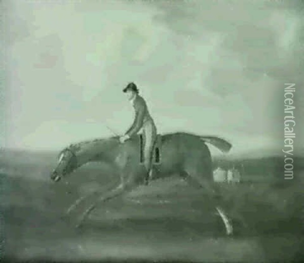 Eclipse With Jack Oakley Up, On The Beacon Course, New-     Market Oil Painting - John Nost Sartorius