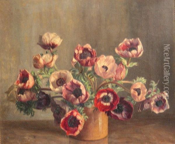 A Bouquet Of Anemones Oil Painting - Harald Martin H. Holm