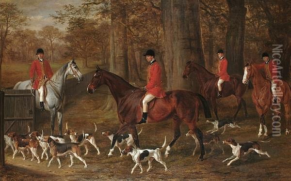 The Royal Bucks Hounds, In Windsor Cross Park Oil Painting - William Hall