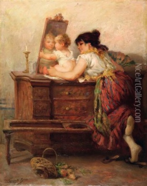 Lo Specchio Oil Painting - Egisto Lancerotto