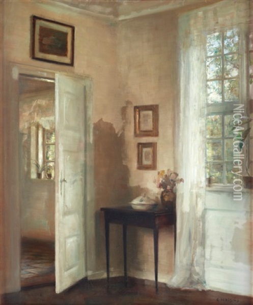 Borgerlig Interior Oil Painting - Carl Vilhelm Holsoe