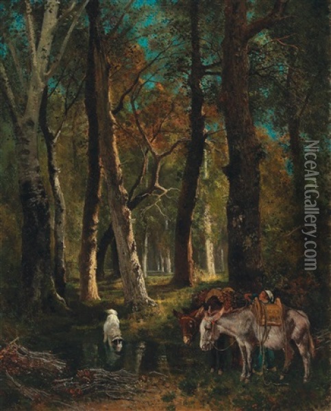 In The Forest Of Fontainebleau Oil Painting - Giuseppe Palizzi