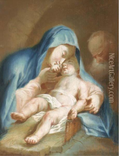 The Holy Family Oil Painting - Paul Troger
