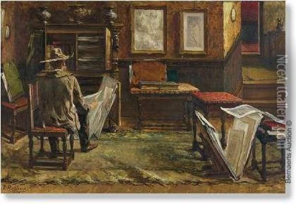 The Print Lover Oil Painting - Jules Rullens