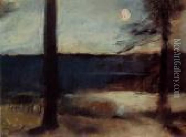 Moonlight On The Coast Near Brandenburg Oil Painting - Lesser Ury