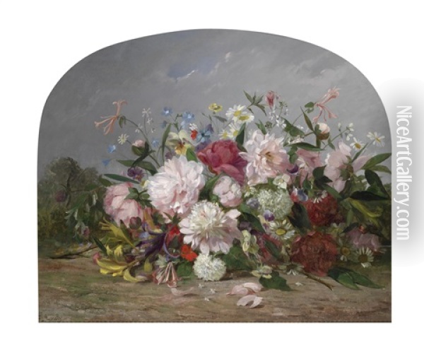 Blumen In Landschaft Oil Painting - Jean-Frederic Couty