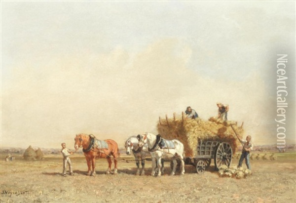 The Harvest Oil Painting - Jules Jacques Veyrassat