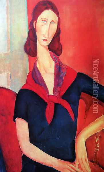 Jeanne Hebuterne in a Scarf 2 Oil Painting - Amedeo Modigliani