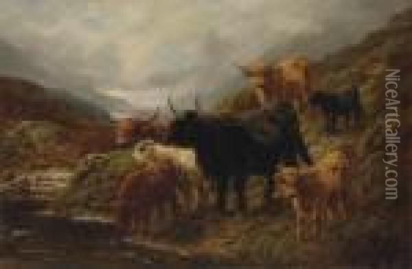 Evening In The Glen Oil Painting - Robert Watson