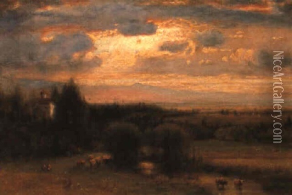 Midsummer, Hudson Valley Oil Painting - George Inness