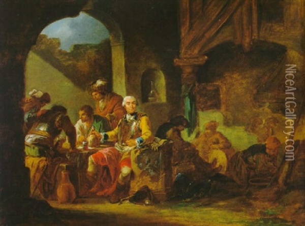 Monsieur De Saincy In Einer Wachstube Oil Painting - Francesco Giuseppe Casanova