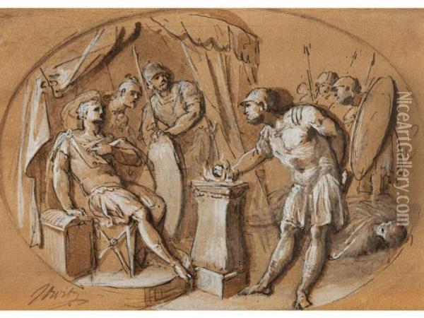 Die Feuerprobe Des Gaius Mucius Scaevola Vor Dem Etruskerkonig Porsenna Oil Painting - Jacob de Wit
