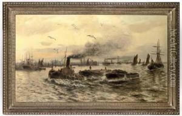 On The Thames, Near Woolwich Oil Painting - John Hayes