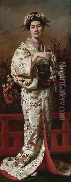 Portrait of Geisha Oil Painting - Andrzej Jerzy de Mniszech