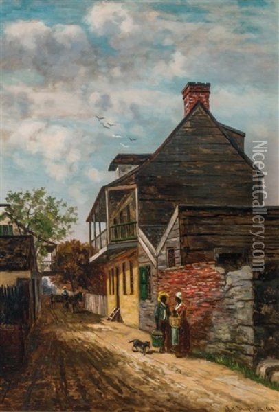 Old House In Charlotte Street, St. Augustine Florida Oil Painting - Frank Henry Shapleigh