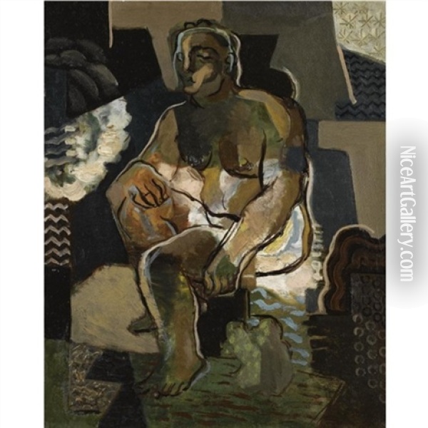 Seated Figure Oil Painting - Vladimir Davidovich Baranoff-Rossine