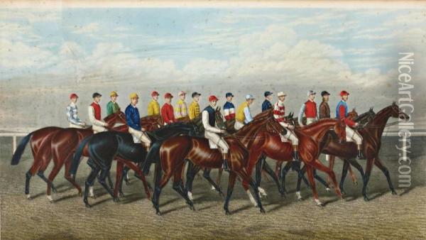 Our Leading Jockeys Of The Day Oil Painting - Edward Gilbert Hester
