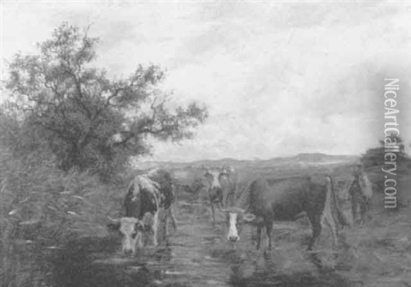 Landschaft Bei Nurtingen Oil Painting - Julius Kornbeck