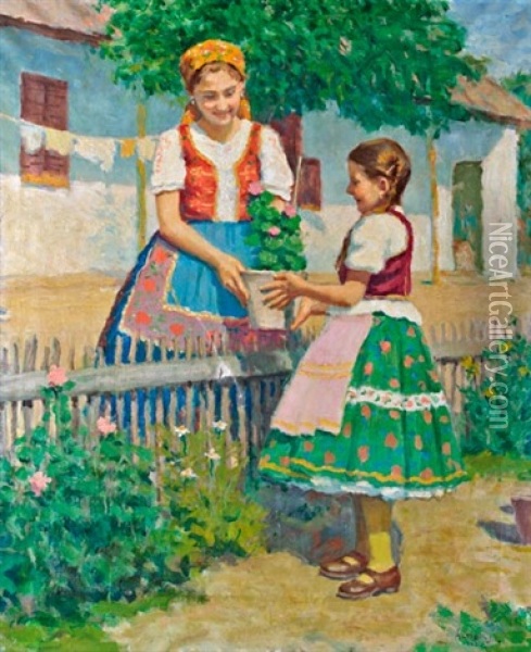 Lanyok Muskatlival, 1942 Oil Painting - Janos Laszlo Aldor