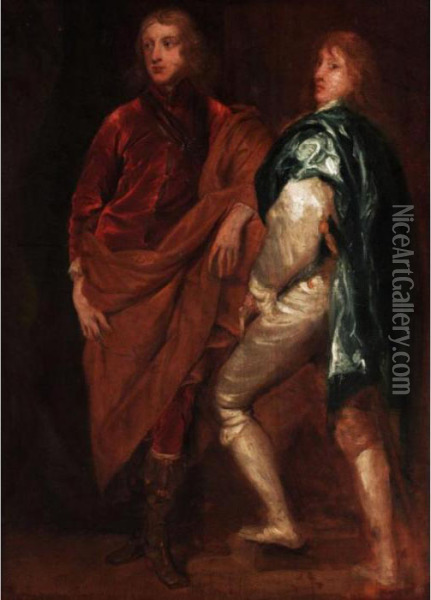 Double Portrait Of Lord John 
Stuart With His Brother, Lord Bernard Stuart, Later Earl Of Lichfield Oil Painting - Sir Anthony Van Dyck