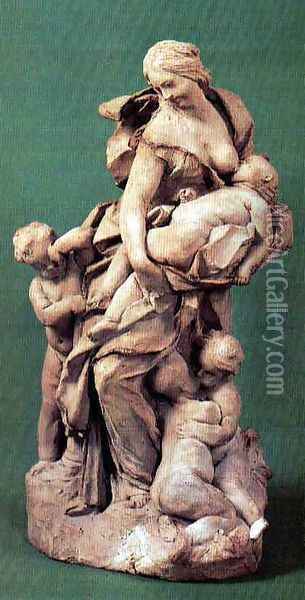 Charity with four children Oil Painting - Gian Lorenzo Bernini