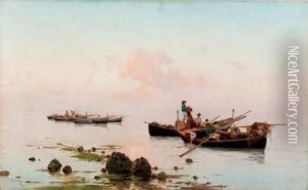 Marina Con Pescatori Oil Painting - Pietro Barucci