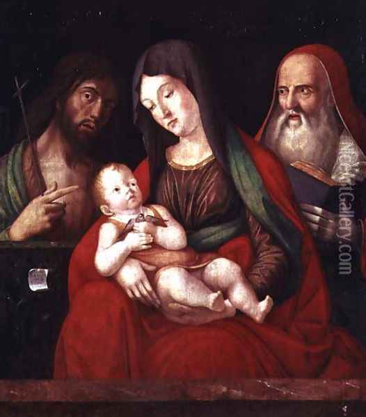 Virgin and Child with St. John the Baptist and St. Jerome Oil Painting - Alvise Vivarini