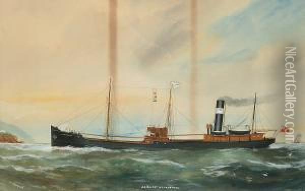S.s. Alice Of Liverpool Oil Painting - Reuben Chappell Of Poole