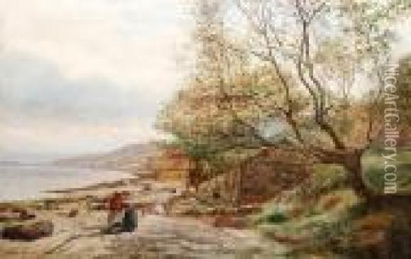 Figures On A Shore Oil Painting - Colin Hunter