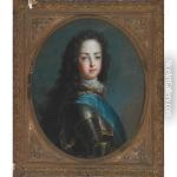 Portrait Of Louis Xv As A Young Man In Armour Oil Painting - Hyacinthe Rigaud