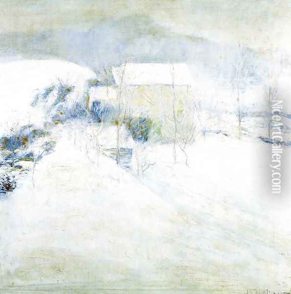 Snow Scene At Utica Oil Painting - John Henry Twachtman
