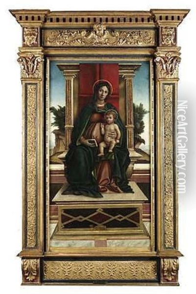 Thronende Madonna Mit Kind Oil Painting - Bartolommeo Montagna
