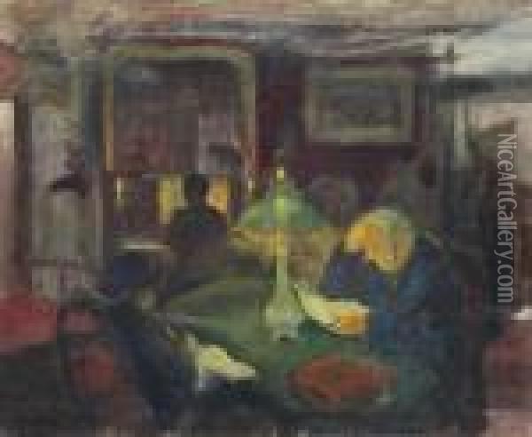 Interieur A La Lampe Oil Painting - Paul Serusier