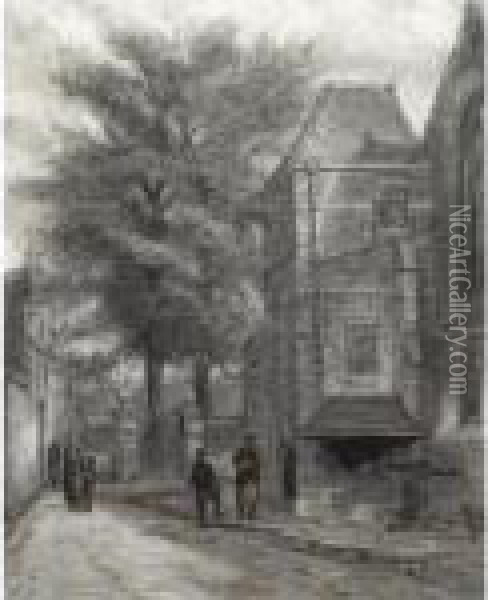 Behind The Westerkerk, Enkhuizen Oil Painting - Cornelis Springer