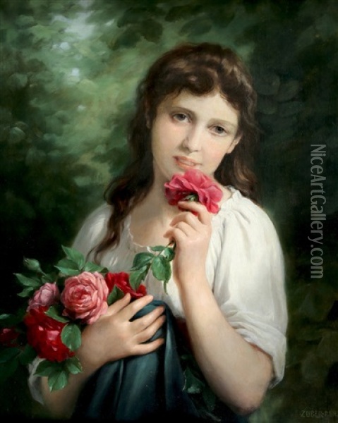 The Summer Roses Oil Painting - Fritz Zuber-Buehler
