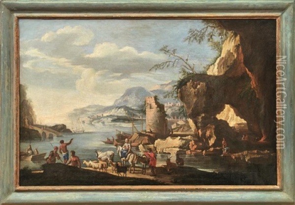 Sudliche Flusslandschaft Oil Painting - Jacob De Heusch