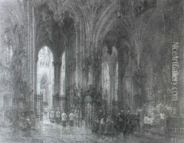 Light In The West Lyons Cathedral Oil Painting - Wyke (Sir) Bayliss