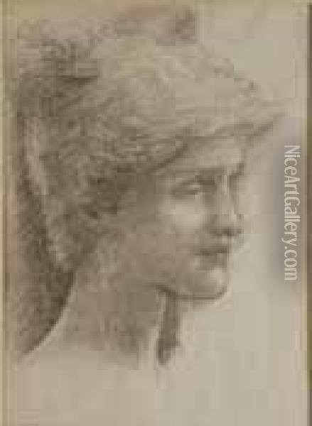 Estudio De Cabeza De Mujer Oil Painting - Sir Edward Coley Burne-Jones