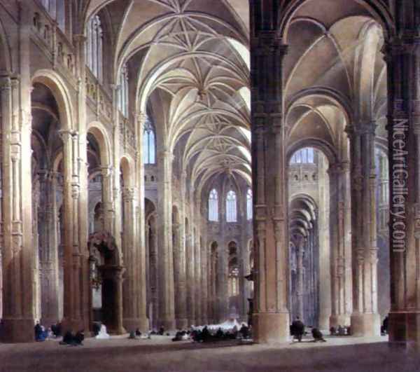 The Interior of St. Eustache, Paris Oil Painting - Thomas Allom