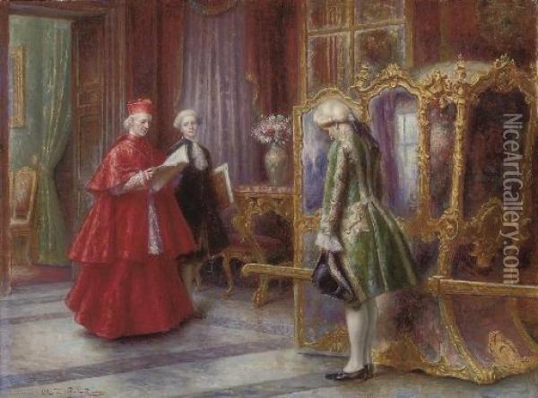 A Cardinal With His Attendants Oil Painting - A. Zoffoli