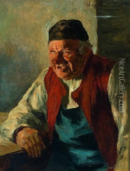 Portrat Eines Lachenden Bauern Oil Painting - Hugo Wilhelm Kauffmann