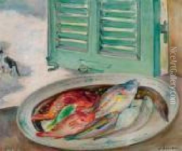 Still Life With Fishes. Oil Painting - Henri Lebasque