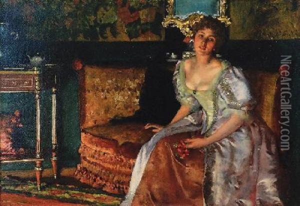 Dama W Salonie Oil Painting - Ladislas Wladislaw von Czachorski